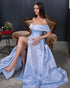 Light Blue Prom Dresses Off The Shoulder Long Prom Gowns with Split Side 2020 New Arrival